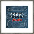 Audi 3 D Badge Over 2016 Audi R 8 Blueprint Framed Print