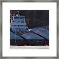 Barge On Mississippi River Framed Print