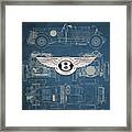 Bentley - 3 D Badge Over 1930 Bentley 4.5 Liter Blower Vintage Blueprint Framed Print