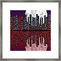 City Skyline At Full Mooncity Skyline With Fullmoon #1 Framed Print
