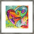 Colorful Whimsical Pop Art Style Heart Painting Unique Artwork By Megan Duncanson Framed Print