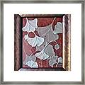 Ginko Leaves On Red #2 Framed Print