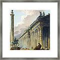 Imaginary View Of Rome With Equestrian Statue Of Marcus Aurelius, The Column Of Trajan And A Temple Framed Print