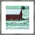 Landscape With A Red Barn In Rural Montana And Rocky Mountains #1 Framed Print