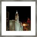 Looking North On Michigan Avenue At Wrigley Building Framed Print