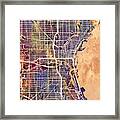 Milwaukee Wisconsin City Map #1 Framed Print
