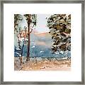 Mt Field Gum Tree Silhouettes Against Salmon Coloured Mountains Framed Print