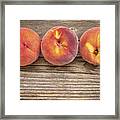 Peach Fruits On Weathered Wood #1 Framed Print