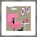 Pink Egg Chair With Two Cats Framed Print