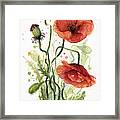 Red Poppies Watercolor #1 Framed Print