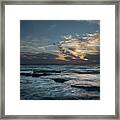 Sunset On A Rocky Beach Framed Print