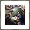 The Nativity With God The Father And The Holy Ghost Framed Print