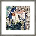 The Roussanou Monastery In The Meteora - Greece #1 Framed Print