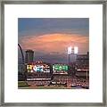 Warm Glow Over St. Louis Arch And Stadium #1 Framed Print