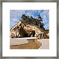 Waterfall Flowing Into The Pacific Ocean Framed Print