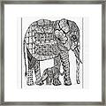 White Elephant And Baby #2 Framed Print