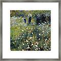 Woman With A Parasol In A Garden, From 1875 Framed Print