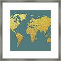World Map Gold Foil #1 Framed Print