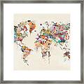 World Map Watercolor #1 Framed Print