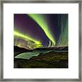 Kleifarvatn Lake Northern Lights Framed Print