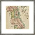 1896 Map Showing Territorial Growth Of The City Of Chicago Framed Print