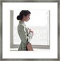 1940s Woman At The Window Framed Print