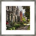 Apartment Buildings Along City Street #2 Framed Print