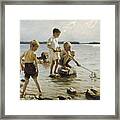 Boys Playing On The Shore #2 Framed Print