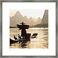 Cormorant Fisherman On The Li River #2 Framed Print