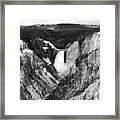 Lower Falls From Artist Point Yellowstone National Park Wyoming Black And White #3 Framed Print