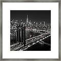 New York City, Manhattan Bridge At Night #2 Framed Print