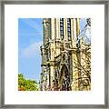 Notre Dame Bell Tower With Blooming Trees. Framed Print
