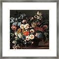 Still Life With Basket Of Flowers #2 Framed Print