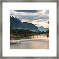 Sunset Over Vang Vieng River In Laos #2 Framed Print