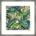 Tropical Green Leaves Pattern Framed Print