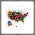 United States Paint Splashes Map #2 Framed Print