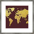 World Map Gold Foil #2 Framed Print