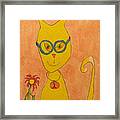 Yellow Cat With Glasses Framed Print