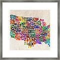 United States Text Map Framed Print