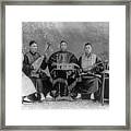 5 Chinese Musicians Playing Flute, 2-stringed Fiddle, 3-stringed Psaltery, Drums, And Small Bells Framed Print
