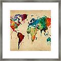 Watercolor Map Of The World Map #6 Framed Print