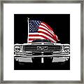 66 Mustang With U.s. Flag On Black Framed Print