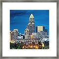Charlotte City Skyline In The Evening #7 Framed Print