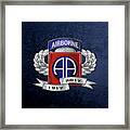 82nd Airborne Division 100th Anniversary Insignia Over Blue Velvet Framed Print