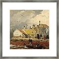 A Dutch Coastal Scene With Fisher's Cottages Framed Print