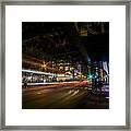 A Nighttime Look At Chicago's Busy State And Lake Intersection Framed Print