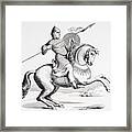 A Norman Knight Dressed In Chain Mail And Helmet Carrying Spear And Shield Framed Print
