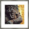 A Statue Of A Intricately Designed Holy Hindu Elephant Ganesha In A Sacred Temple In Bali, Indonesia Framed Print