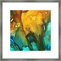 Abstract Art Colorful Turquoise Rust River Of Rust Iii By Madart Framed Print