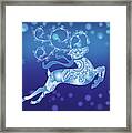 Abstract Blue Christmas Reindeer Framed Print